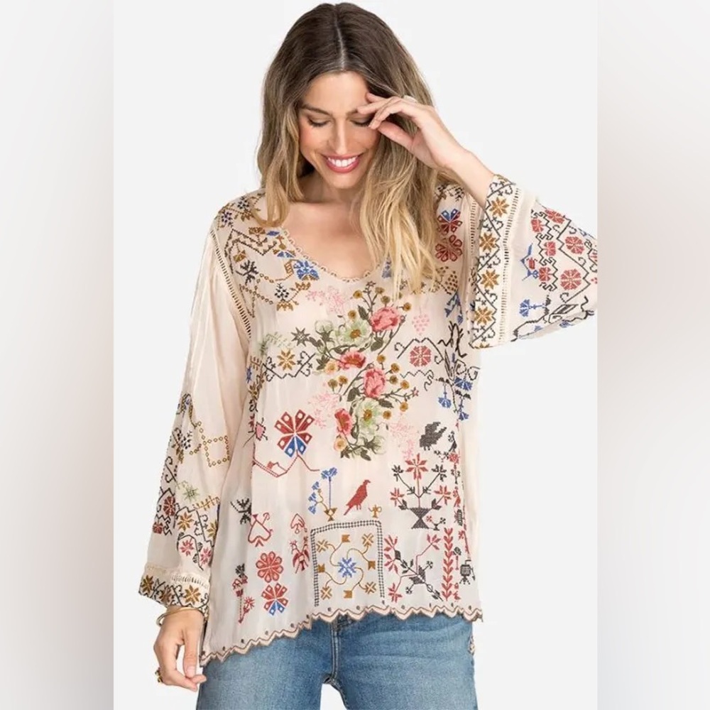 Johnny Was Canterie Embroidered Blouse Small